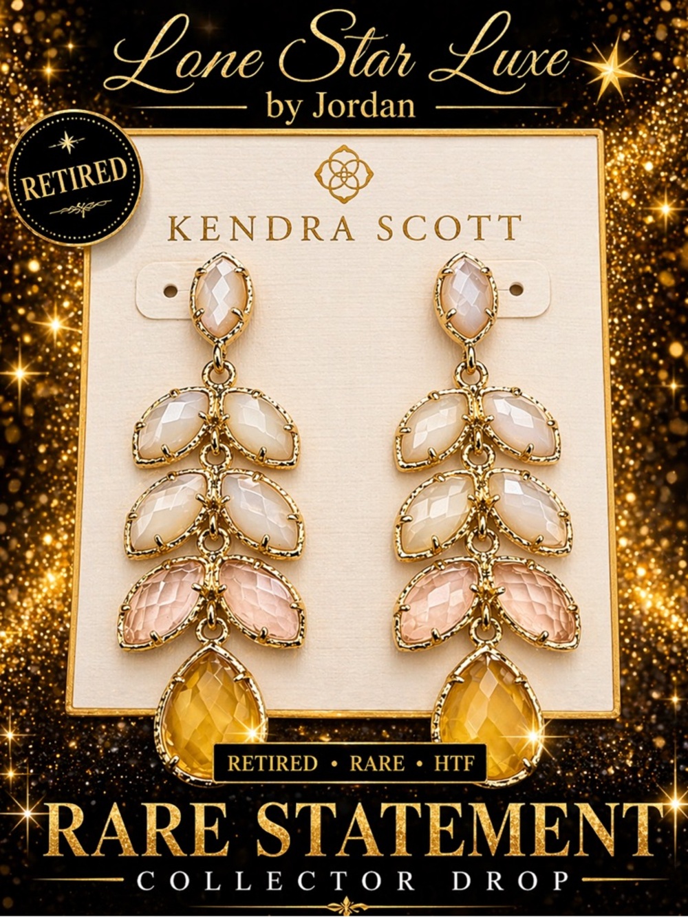 Kendra Scott RETIRED Statement| Rare Tiered Multi-Stone Gold | HTF Collector